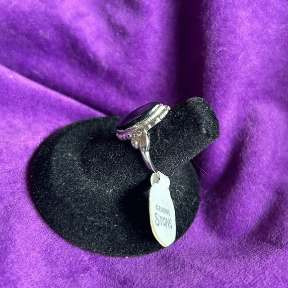 VINTAGE BLACK ONYX & STERLING SILVER RING - Picture 5 of 5